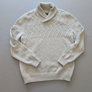 Chaps Shawl Collar Classic Fit Sweater Mens Ralph Lauren Cream Knit Sz S